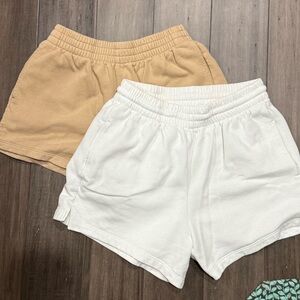 Abercrombie & Fitch Athletic Shorts Tan and White Relaxed Fit